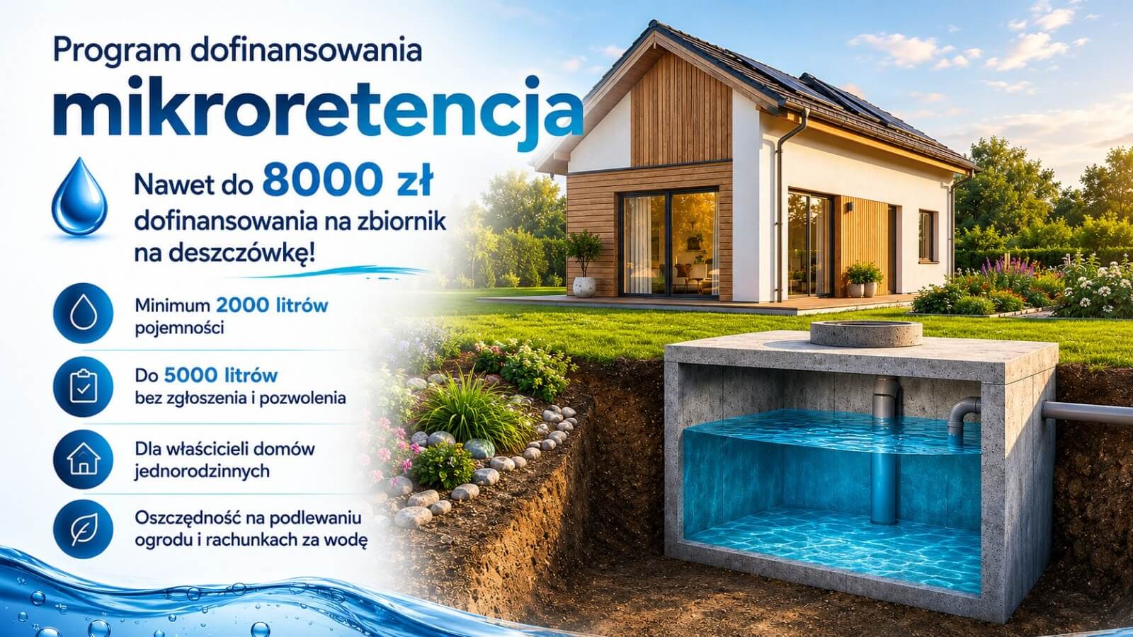 Program dofinansowania Mikroretencja - do 8000 zl na zbiornik na deszczowke